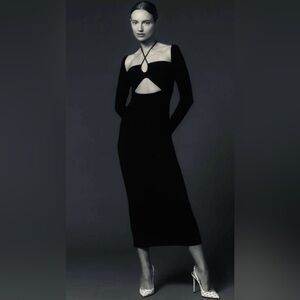 Reformation Alexei Cut Out Long Sleeve Dress In Black Size XL